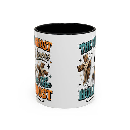 Accent Mug — "The Only Ghost I Know Is the Holy Ghost" Christian Halloween Coffee Cup
