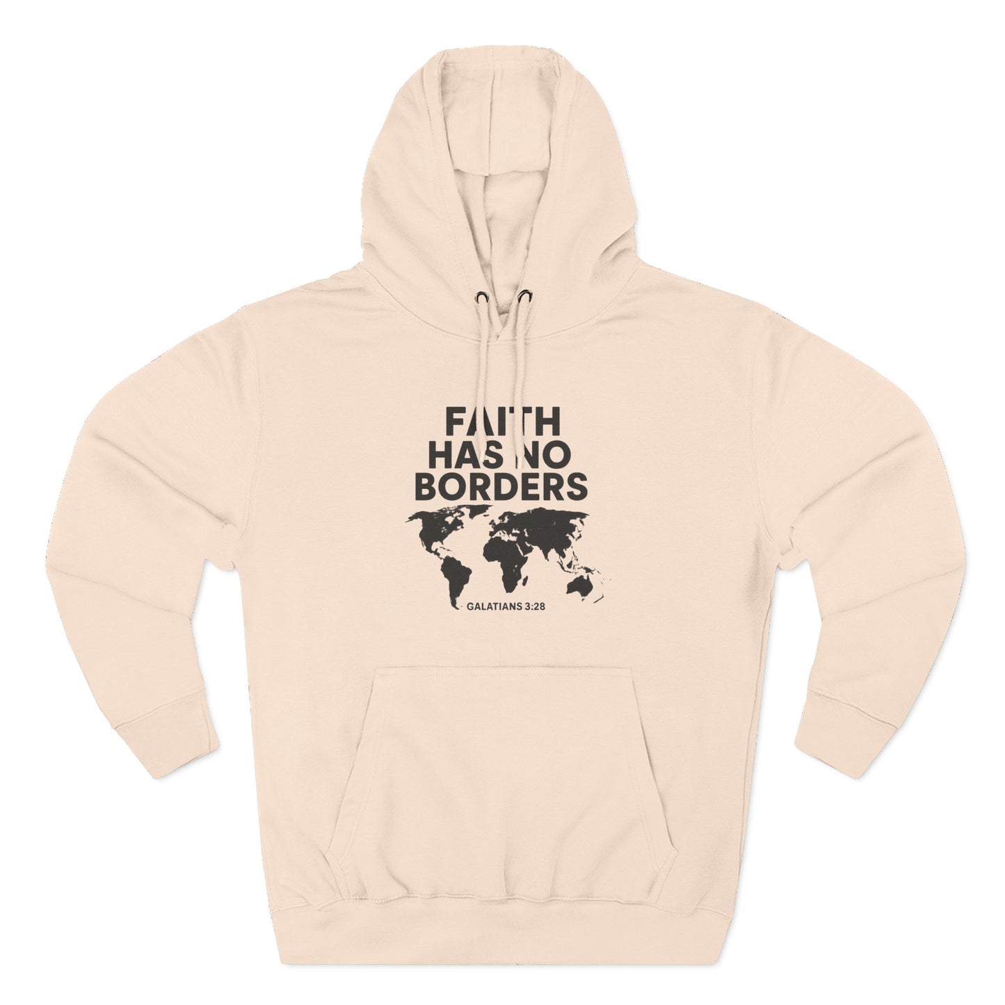 Faith Has No Borders Hoodie, Inspirational Fleece Hoodie for Travel Lovers, Religious Gift, Faith Apparel, Galatians 3:28 - ClaimedbyGodDesigns