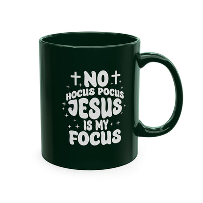 Halloween Mug - "No Hocus Pocus, Jesus Is My Focus" Christian Ceramic Coffee Cup
