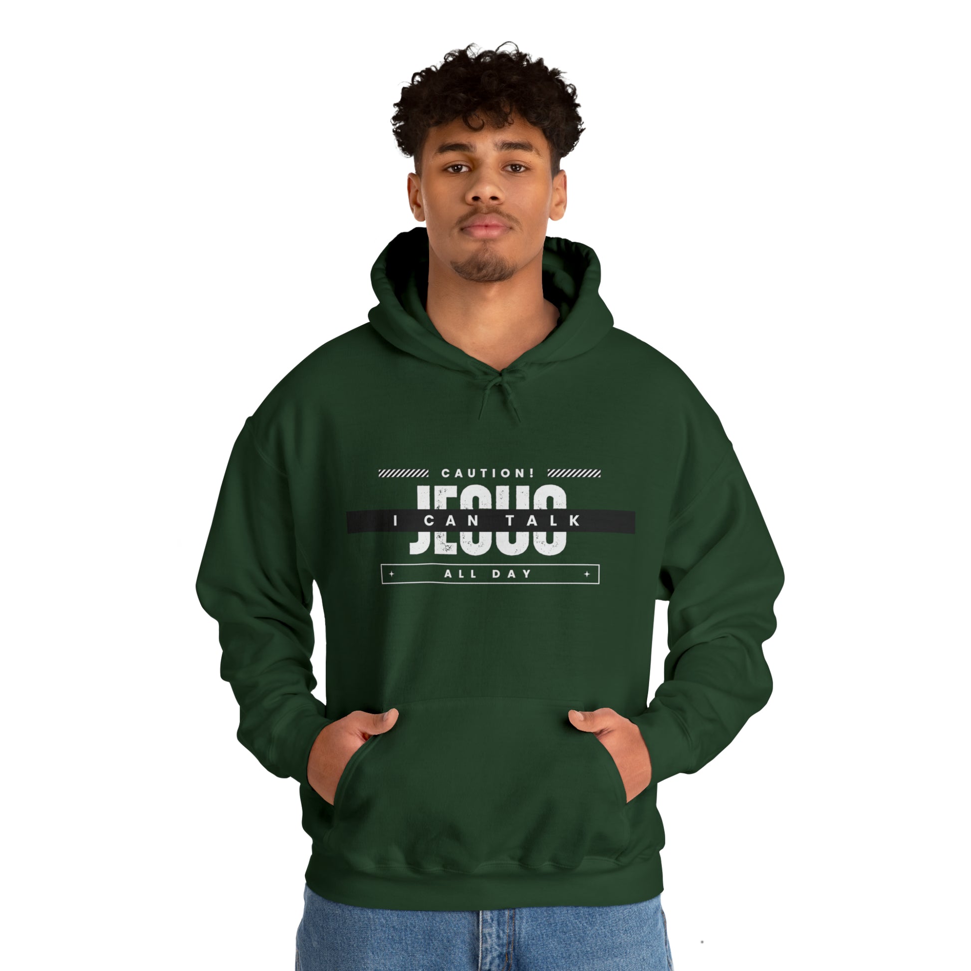 Caution I Can Talk Jesus All Day Unisex Hooded Sweatshirt Printify