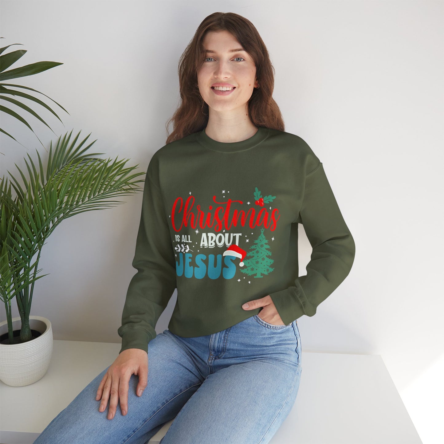 Christmas Is All About Jesus (Christmas Themed) Unisex Heavy Blend™ Crewneck Christian Sweatshirt