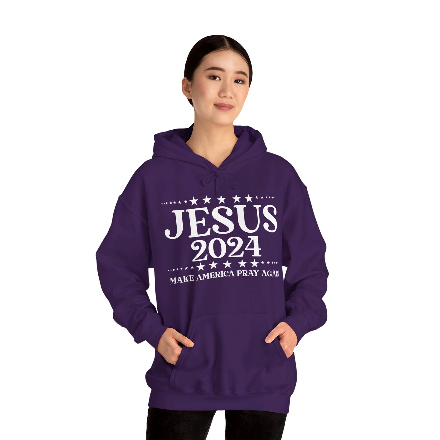 Jesus 2024 Make America Pray Again Unisex Christian Pullover Hooded Sweatshirt