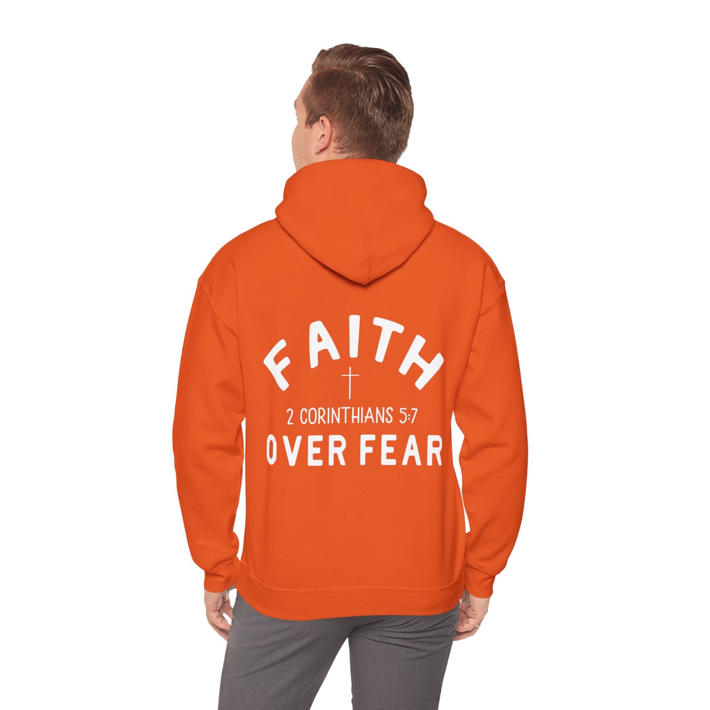 Faith Over Fear 3 Crosses  Unisex Christian Hooded Pullover Sweatshirt