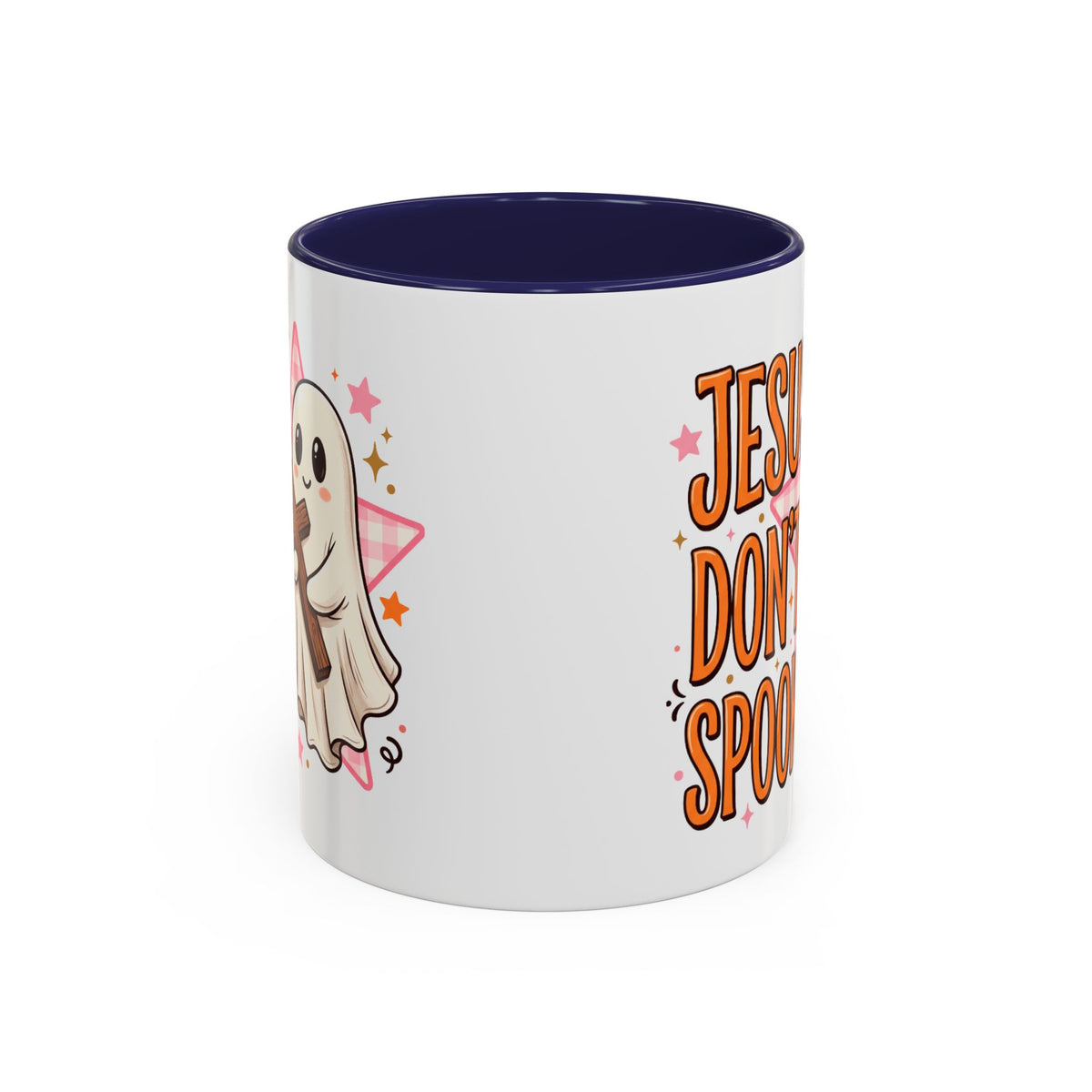 Accent Coffee Mug — "Jesus Don't Spook!" Cute Ghost Christian Coffee Mug (11/15oz)