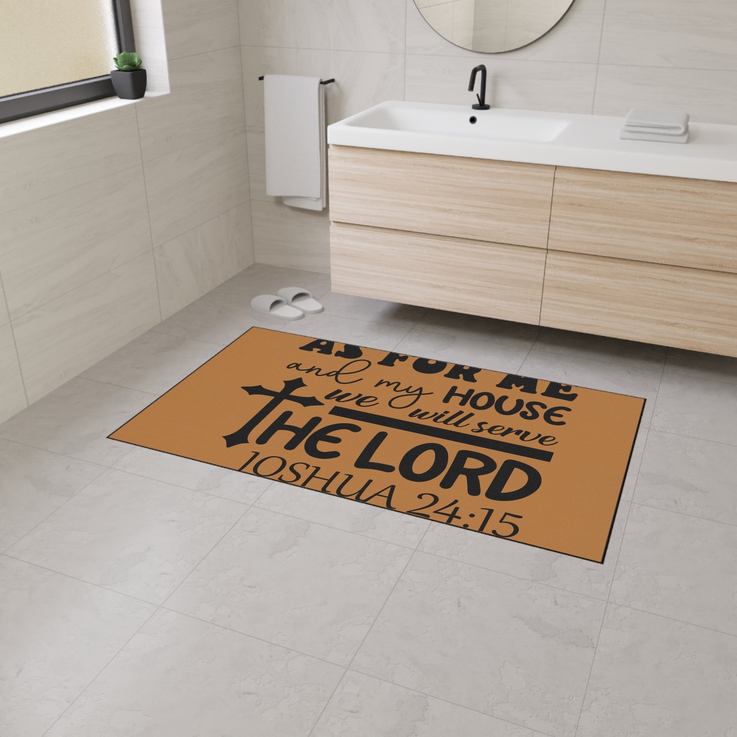 Christian Heavy Duty Floor Mat, We Will Serve Decor, Religious Entryway Rug, Scripture Welcome Mat, Inspirational