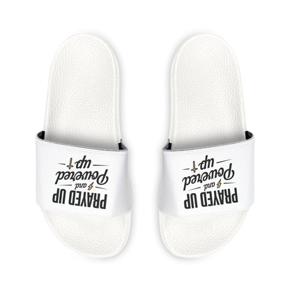 Youth Sandals - "Prayed Up and Powered Up" - Fun Summer Footwear for Kids, Beach Slides, Prayer-Themed Slippers, Gift for Young [...]