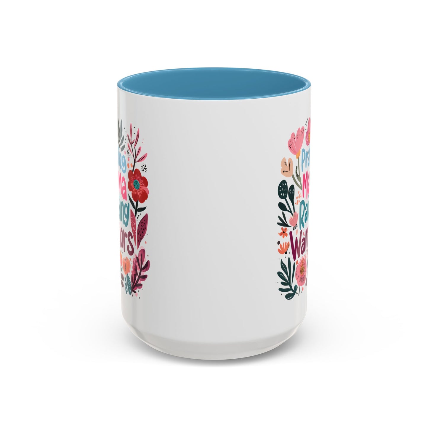 Floral Inspirational Coffee Accent Mug - Praying Mama Raising Warriors, Gift for Moms, Mother's Day Mug, Motivational Cup, Unique Kitchenware
