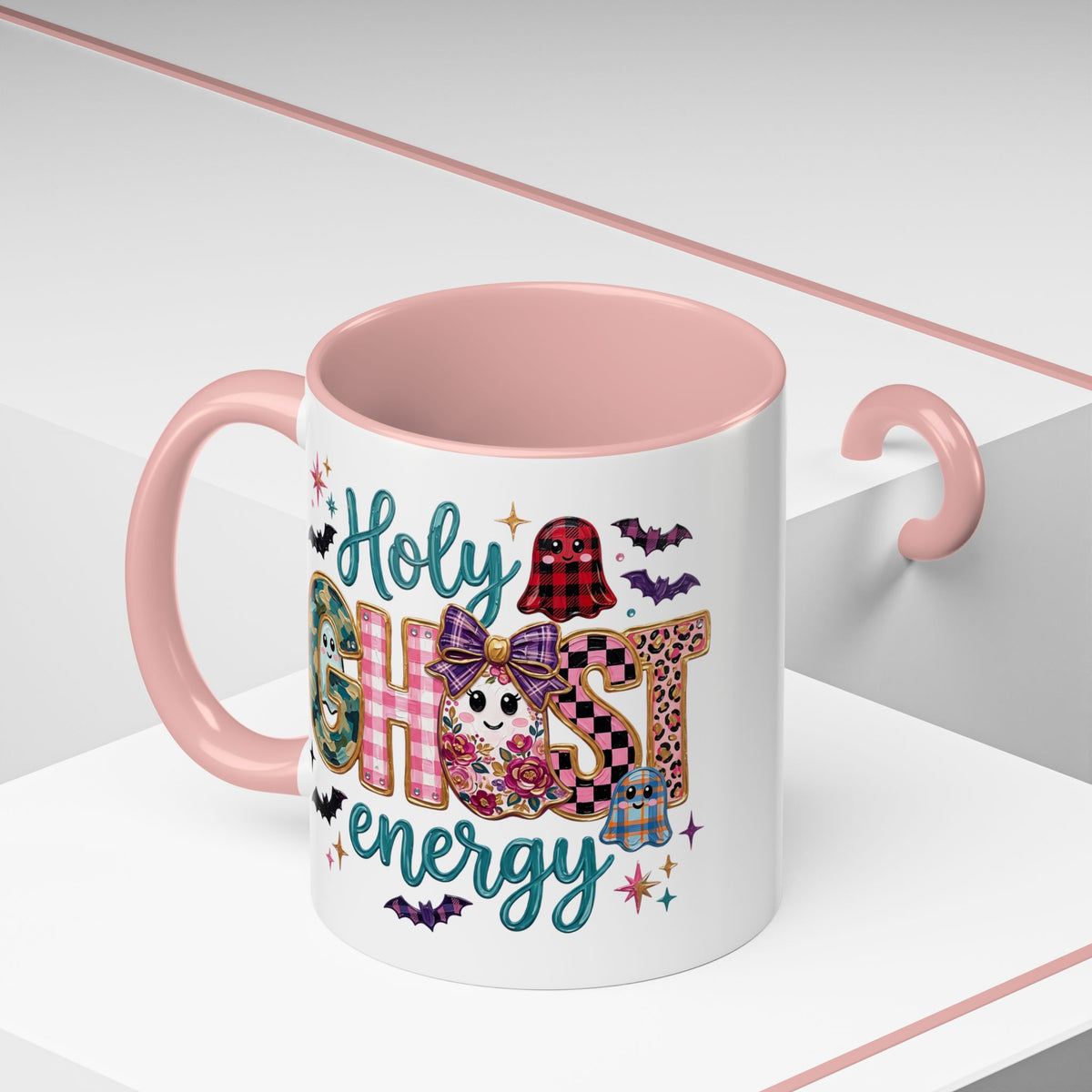 Accent Christian Coffee Mug — "Holy Ghost Energy" Halloween Cute Spooky Ceramic Mug (11/15oz)