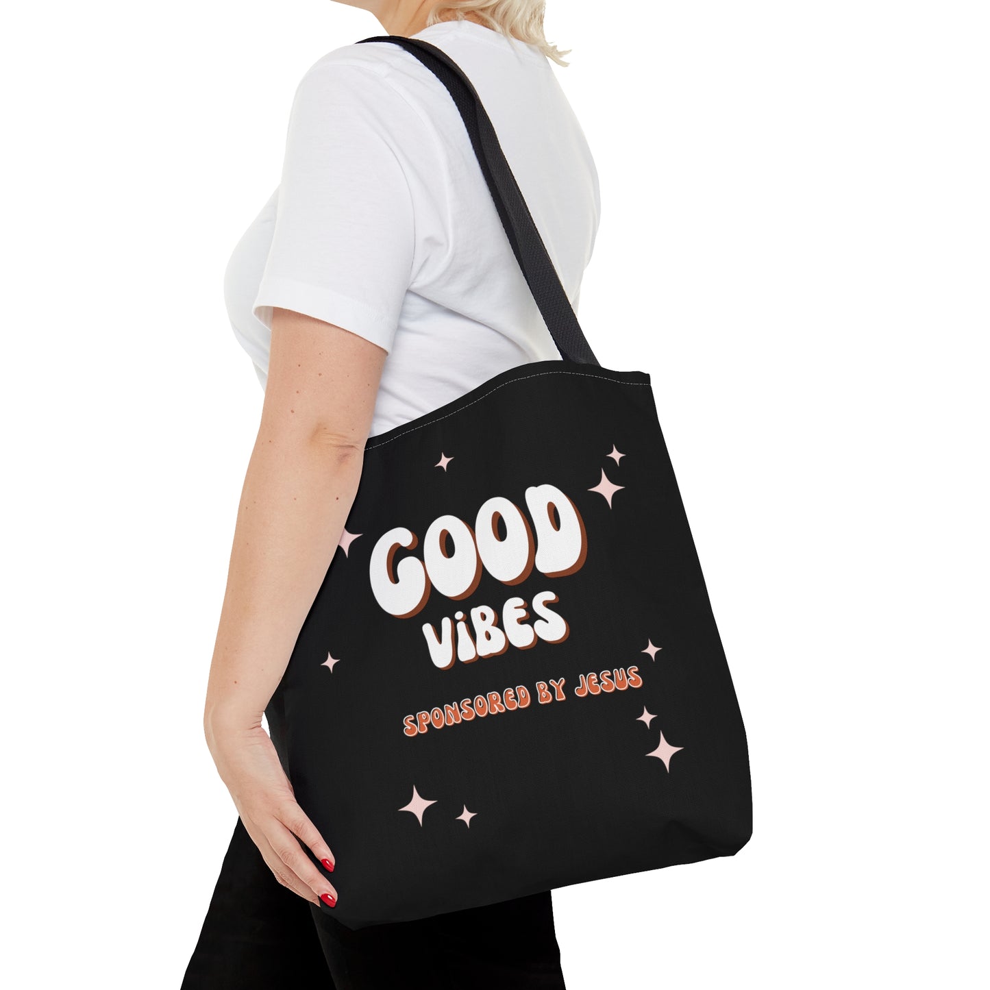 Good Vibes Sponsored By Jesus Christian Tote Bag Printify