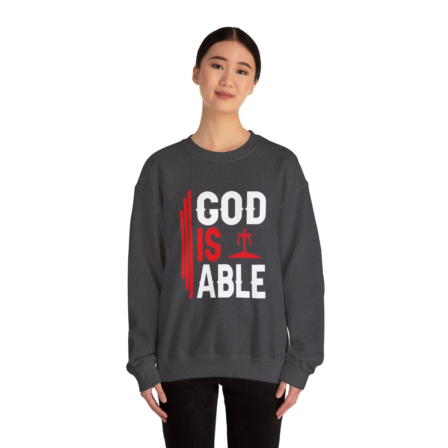 God Is Able  Unisex Heavy Blend™ Crewneck Christian Sweatshirt