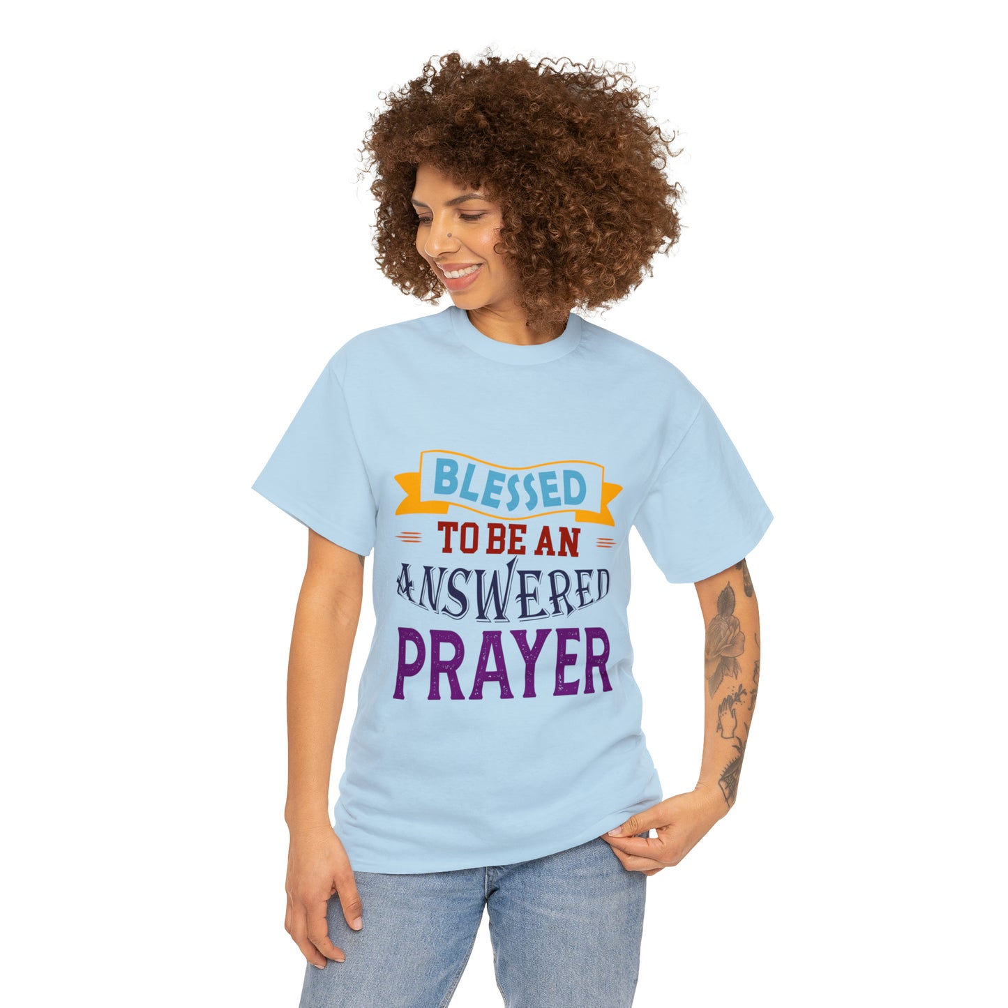 Blessed To Be An Answered Prayer Unisex Heavy Cotton Tee