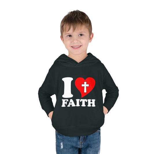 I Love Faith Christian Toddler Pullover Fleece Hooded Sweatshirt