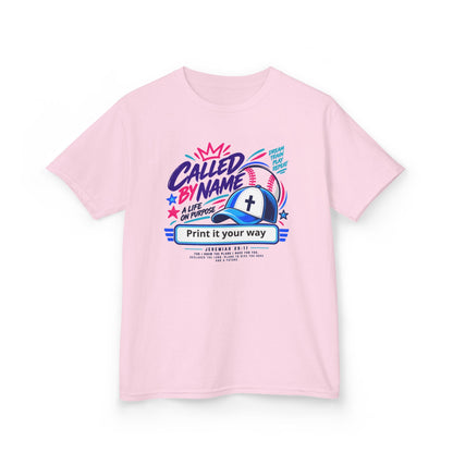 Youth Christian Baseball T-Shirt — "Called By Name" Design
