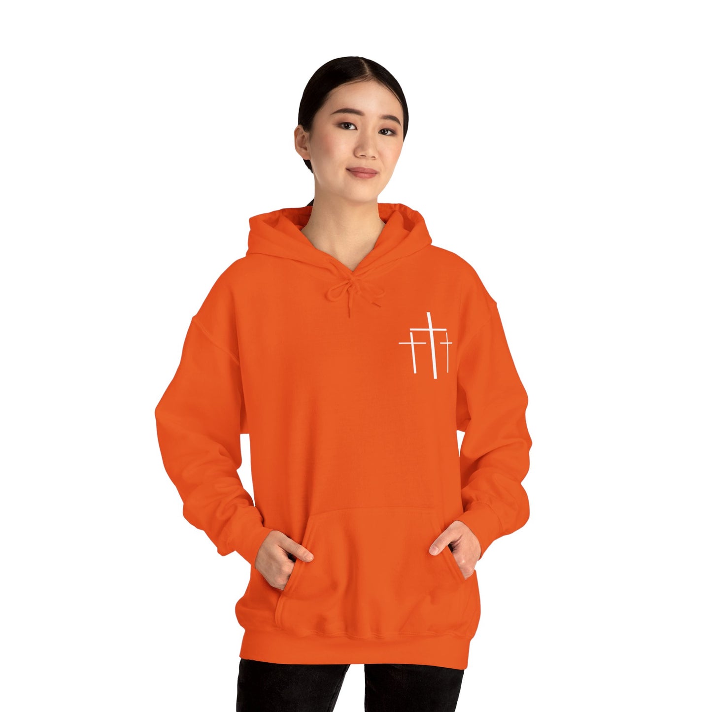 Faith Over Fear 3 Crosses  Unisex Christian Hooded Pullover Sweatshirt