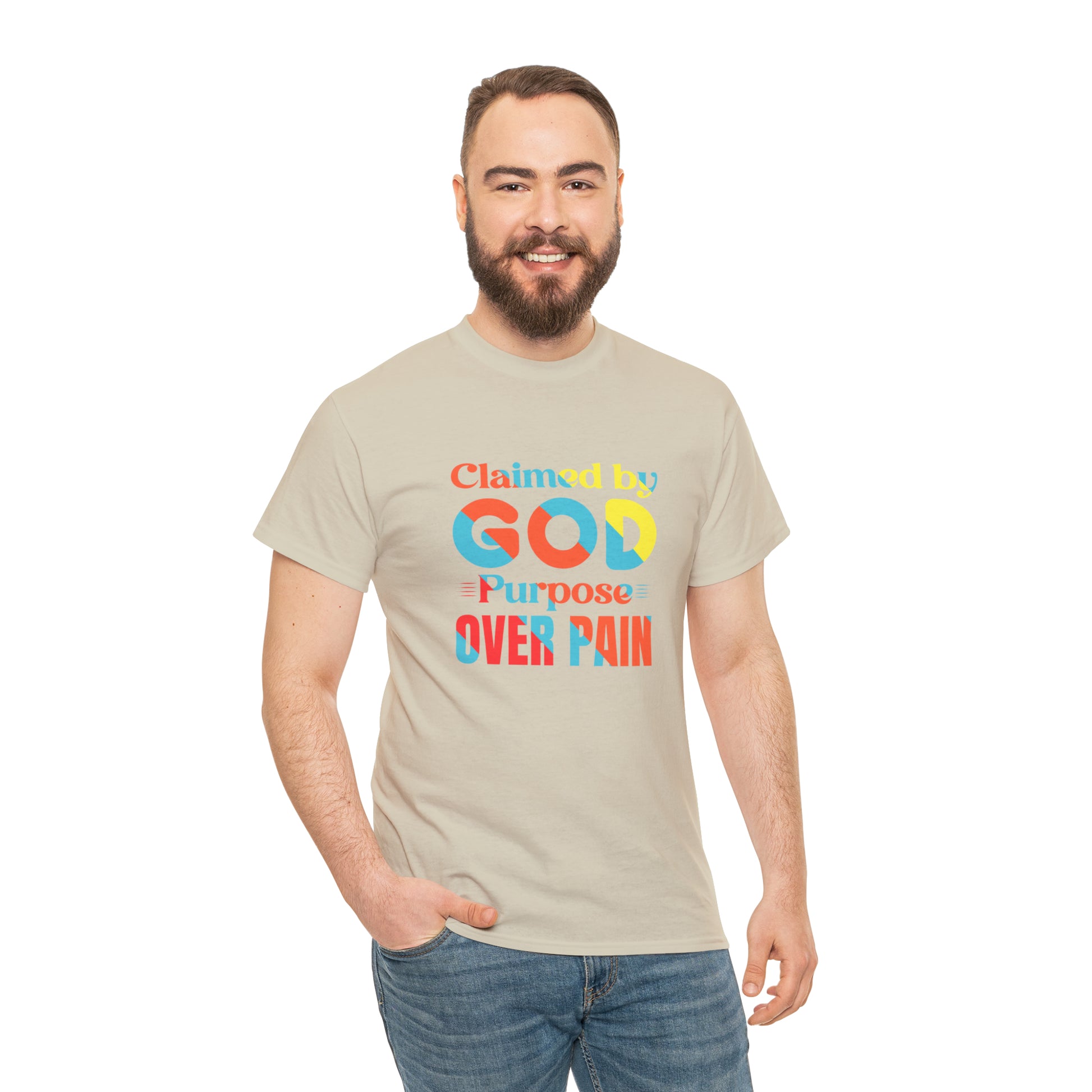 Claimed By God Purpose Over Pain Unisex Heavy Cotton Tee Printify