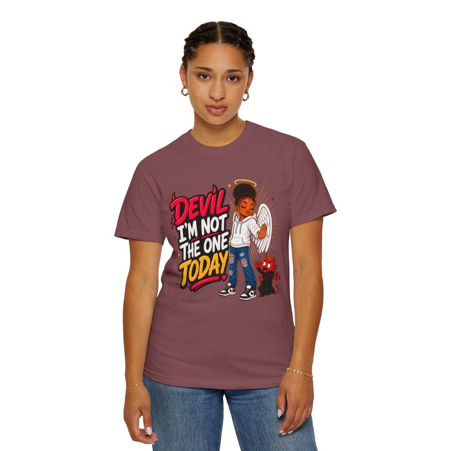 Devil I'm Not the One Today T-Shirt — Funny Angel vs Devil Graphic Tee - ClaimedbyGodDesigns