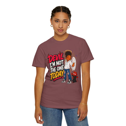 Devil I'm Not the One Today T-Shirt — Funny Angel vs Devil Graphic Tee - ClaimedbyGodDesigns