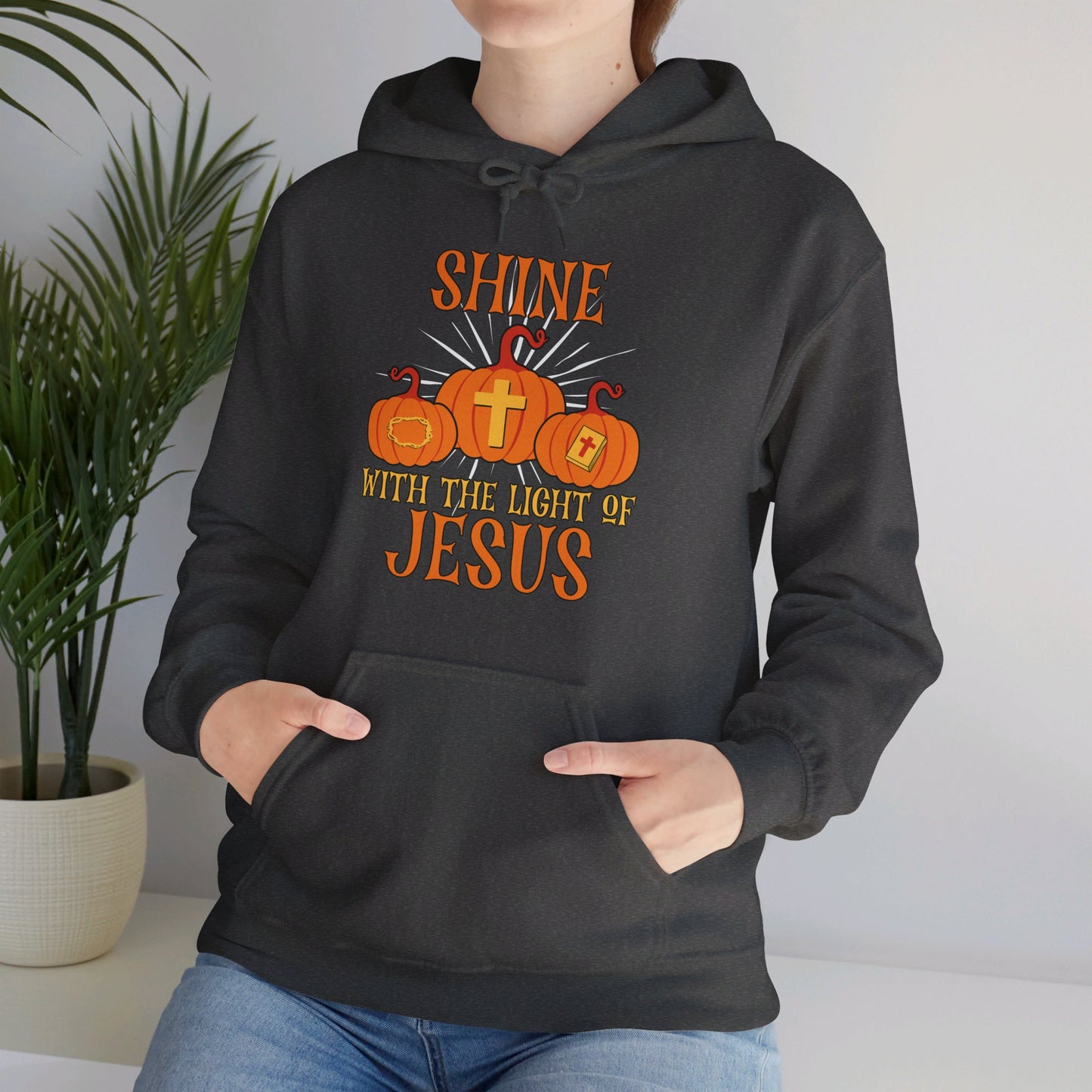 Shine With The Light Of Jesus Halloween Unisex Christian Pullover Hooded Sweatshirt