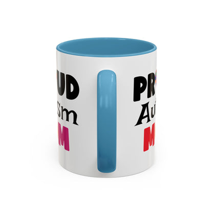 Proud Autism Mom Coffee Mug - Colorful Heart Design (11, 15oz)