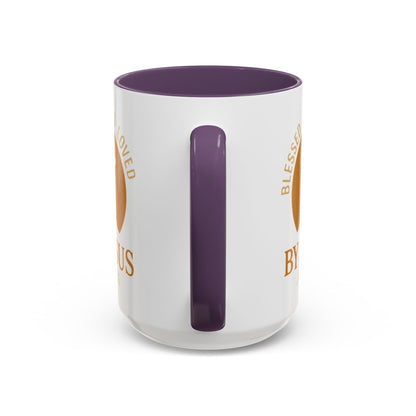Inspirational Accent Coffee Mug - Blessed, Saved, Loved by Him | John 3:16