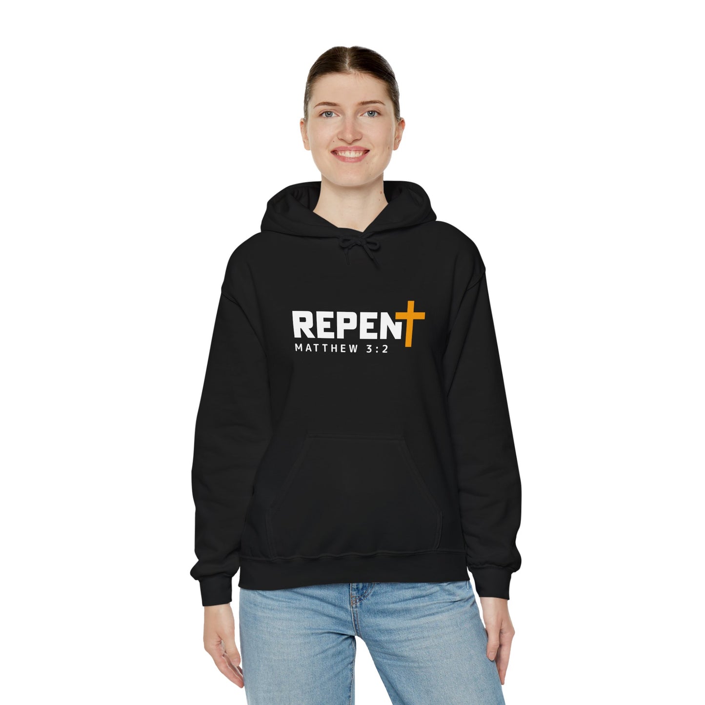 Repent (2) Christian Unisex Hooded Pullover Sweatshirt