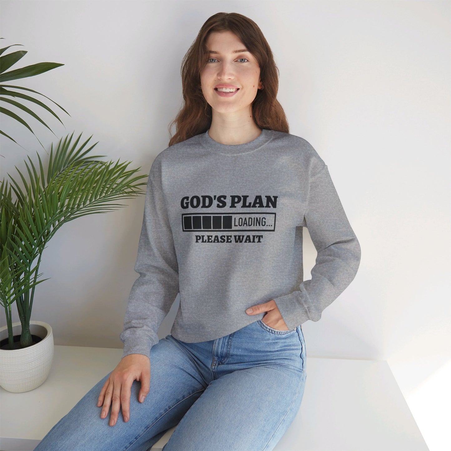 God's Plan Loading Unisex Heavy Blend™ Crewneck Christian Sweatshirt