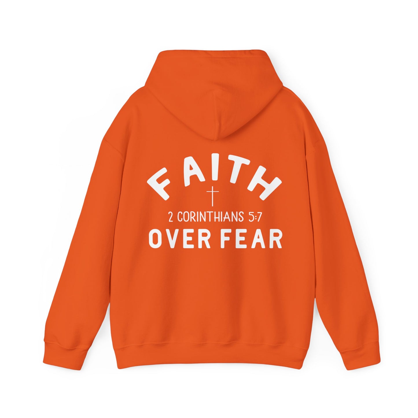 Faith Over Fear 3 Crosses  Unisex Christian Hooded Pullover Sweatshirt