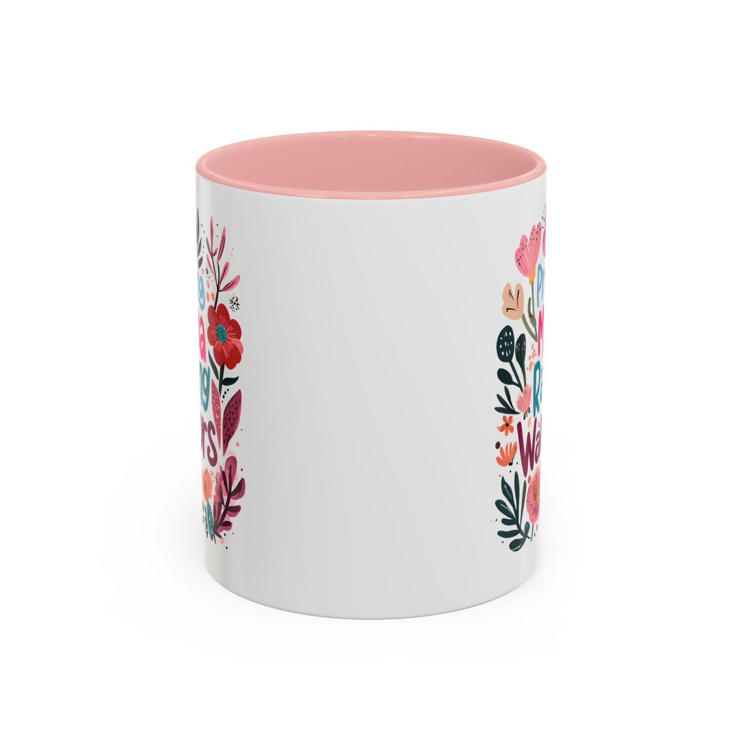 Floral Inspirational Coffee Accent Mug - Praying Mama Raising Warriors, Gift for Moms, Mother's Day Mug, Motivational Cup, Unique Kitchenware