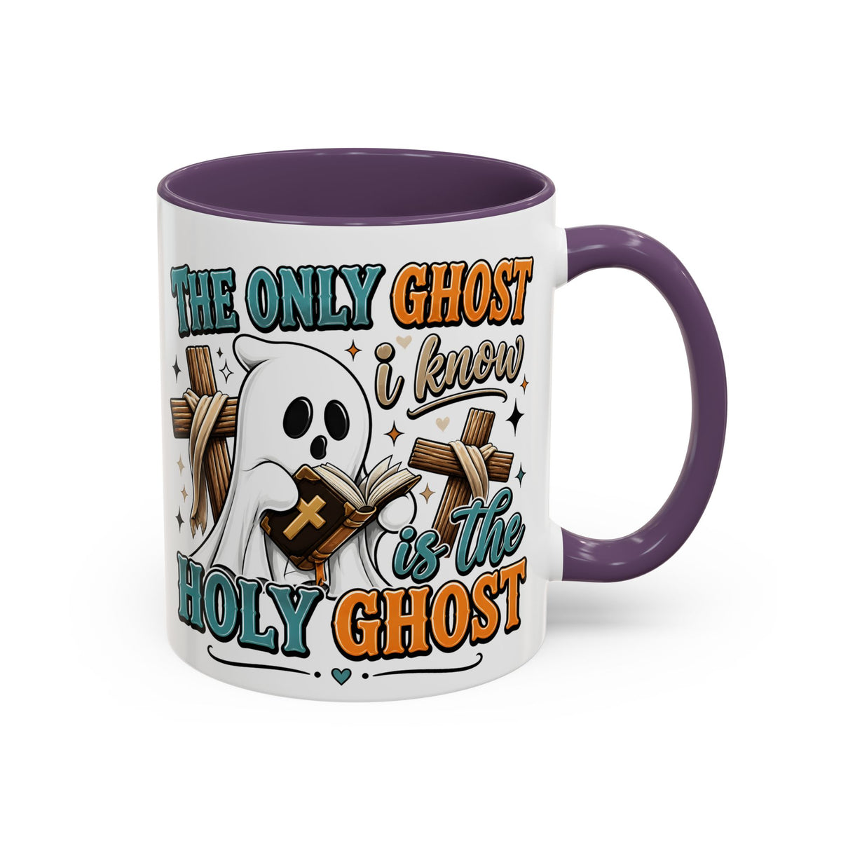 Accent Mug — "The Only Ghost I Know Is the Holy Ghost" Christian Halloween Coffee Cup