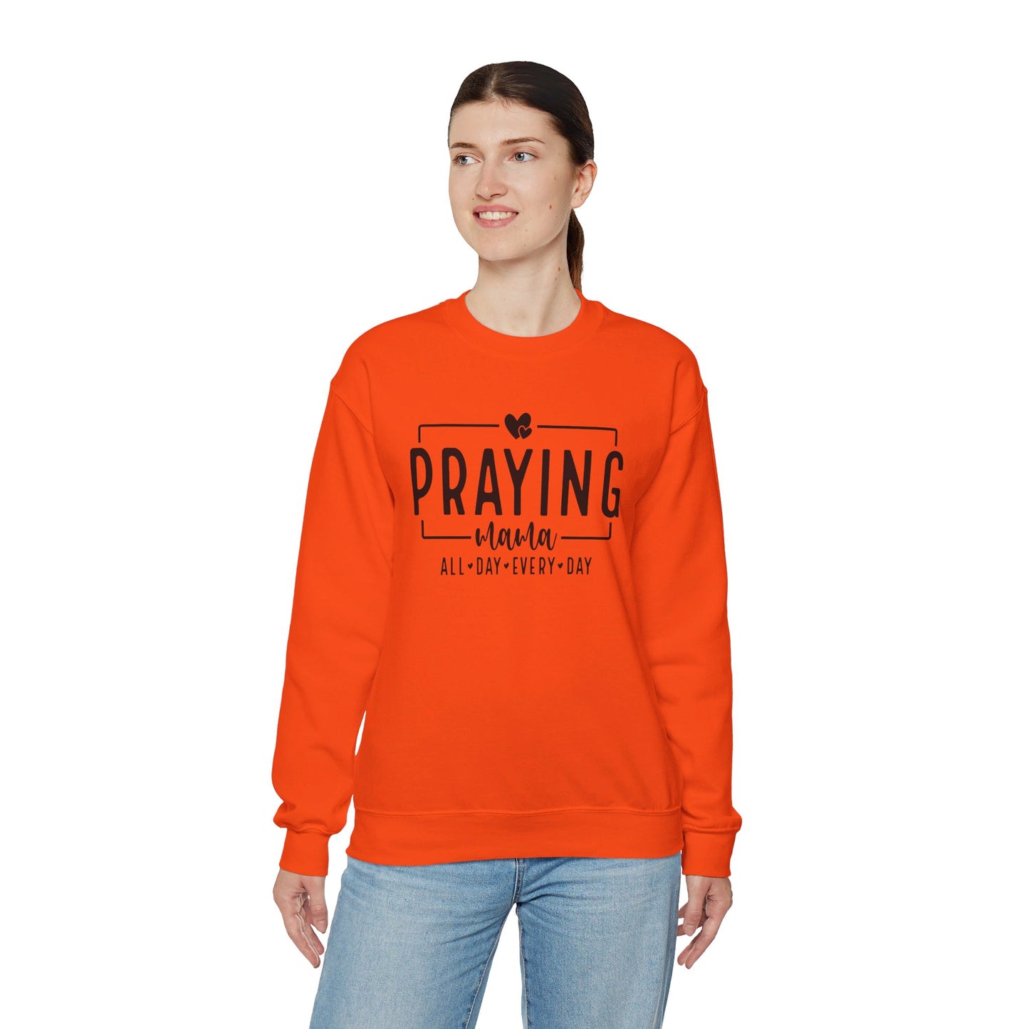 Praying Mama All Day Every Day Women's Heavy Blend™ Crewneck Christian Sweatshirt