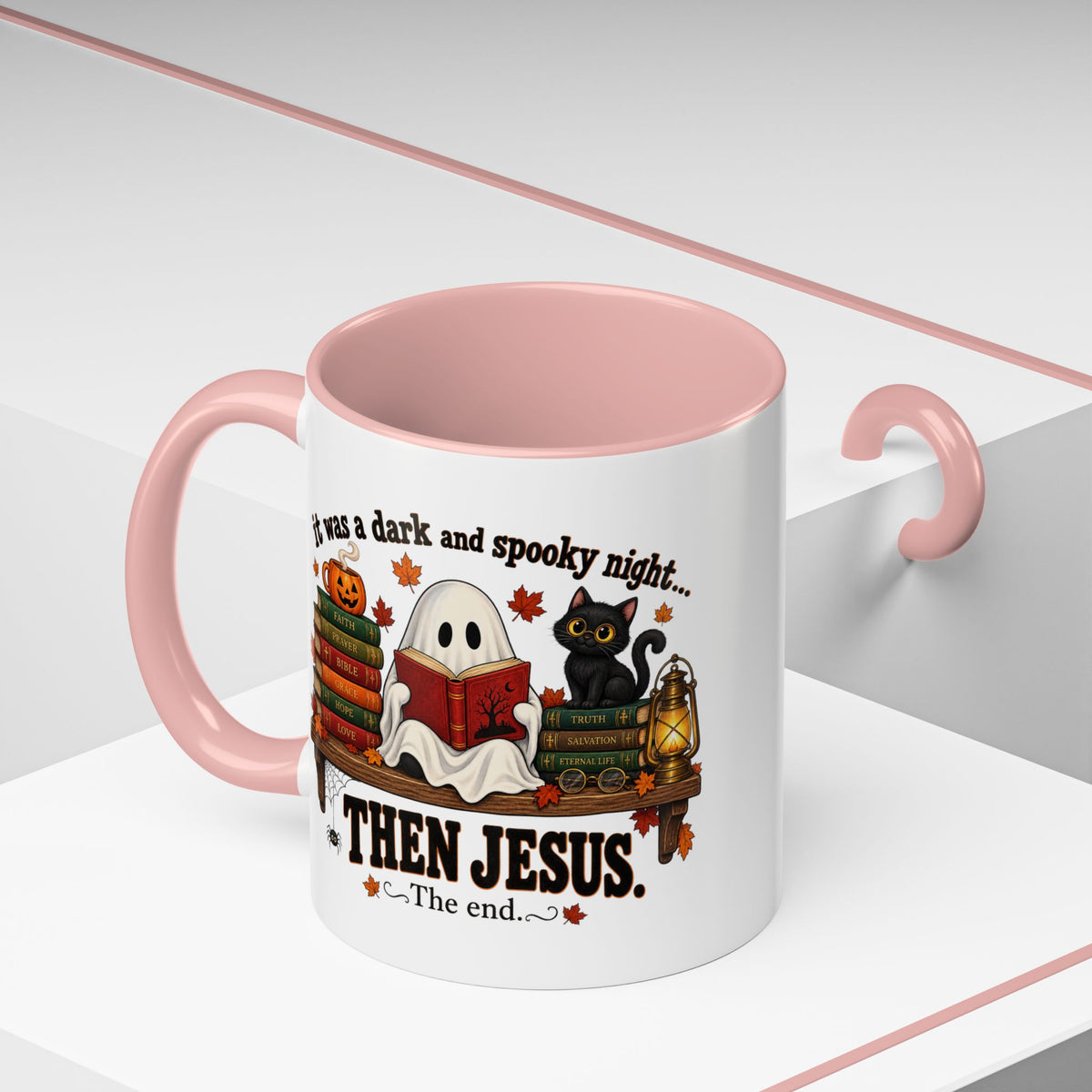 Halloween Christian Coffee Mug — “It Was a Dark and Spooky Night… Then Jesus” Accent Mug