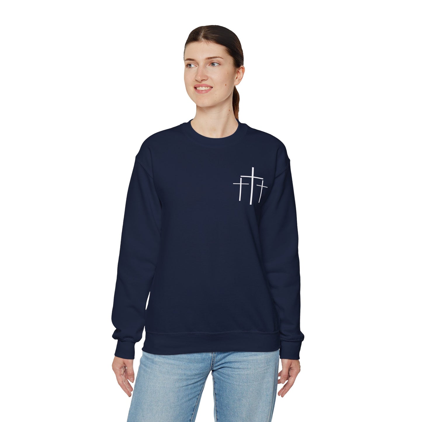 Faith Over Fear 3 Crosses  Unisex Heavy Blend™ Crewneck Christian Sweatshirt