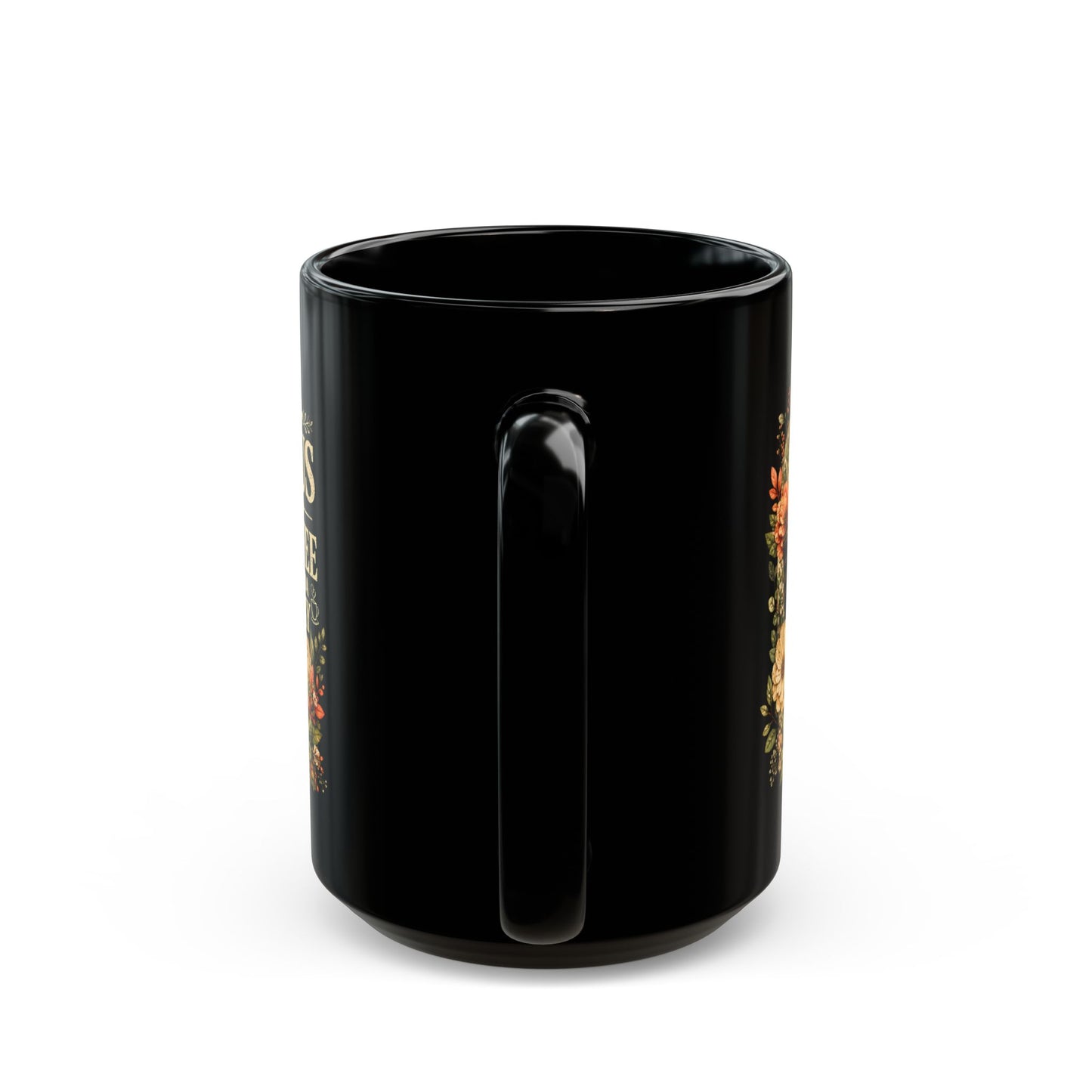 Jesus and Coffee Black Mug — Floral Bible Faith Coffee Cup (11oz/15oz) - ClaimedbyGodDesigns