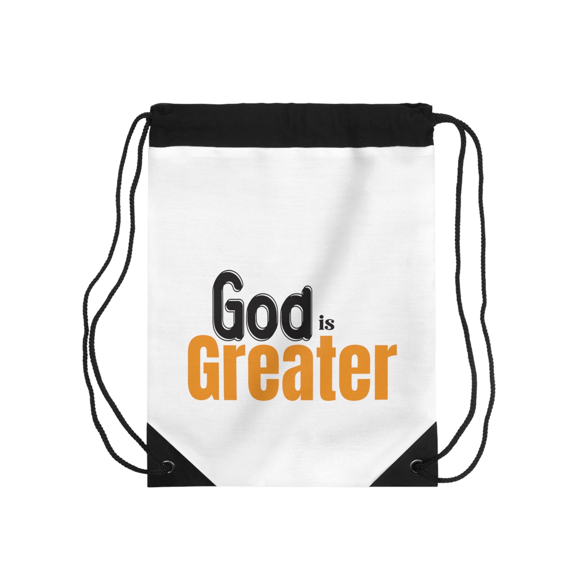 God Is Greater Christian Drawstring Bag Printify