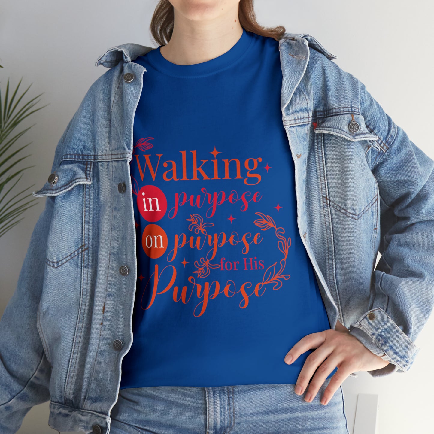 Walking In Purpose On Purpose For His Purpose Unisex Heavy Cotton Tee