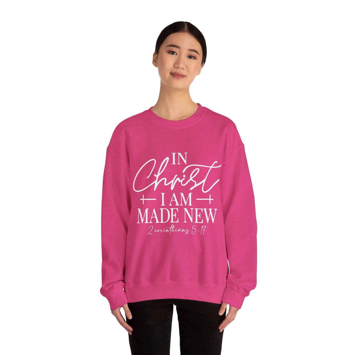 2 Corinthians 5:17 In Christ I Am Made New Unisex Heavy Blend™ Crewneck Christian Sweatshirt