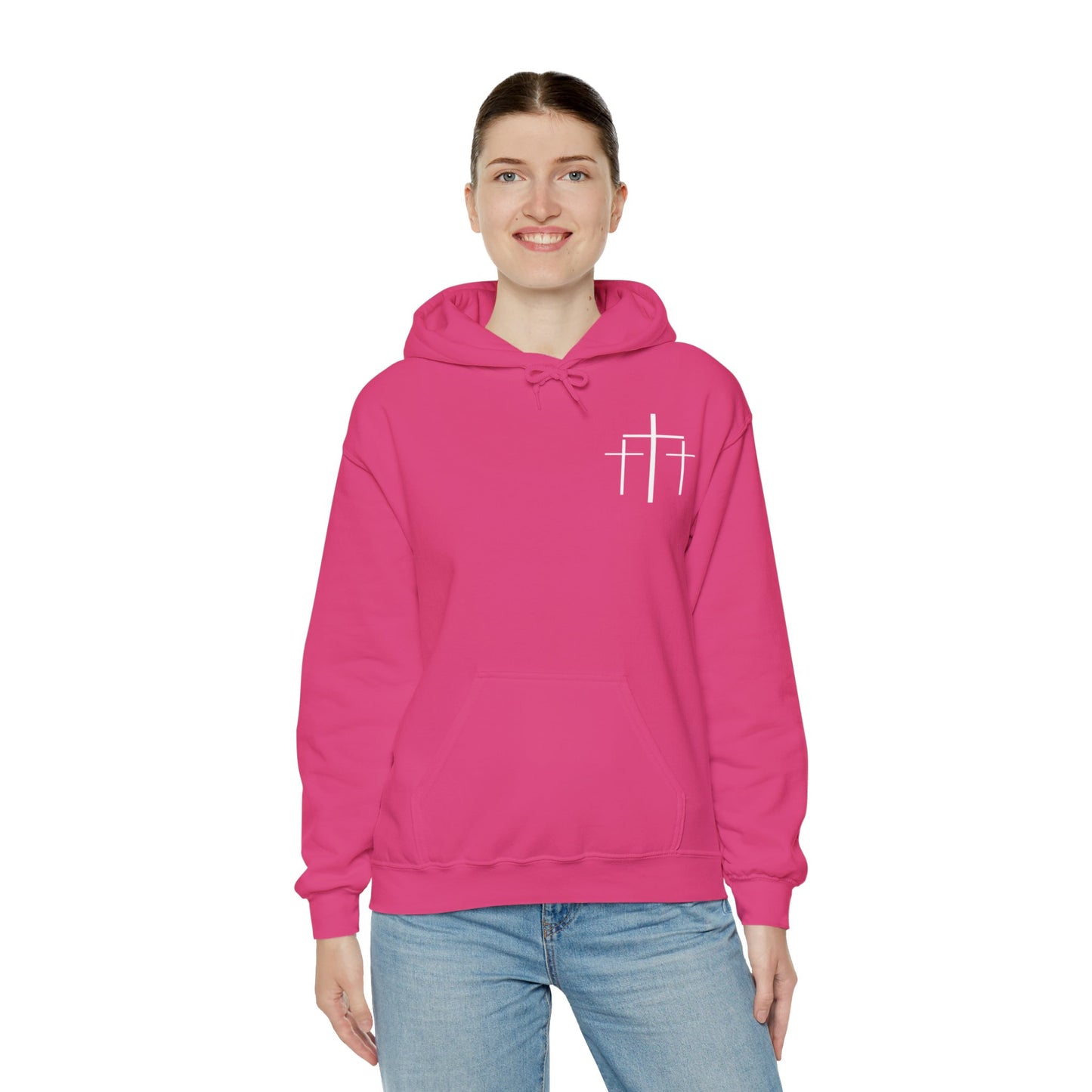 Faith Over Fear 3 Crosses  Unisex Christian Hooded Pullover Sweatshirt