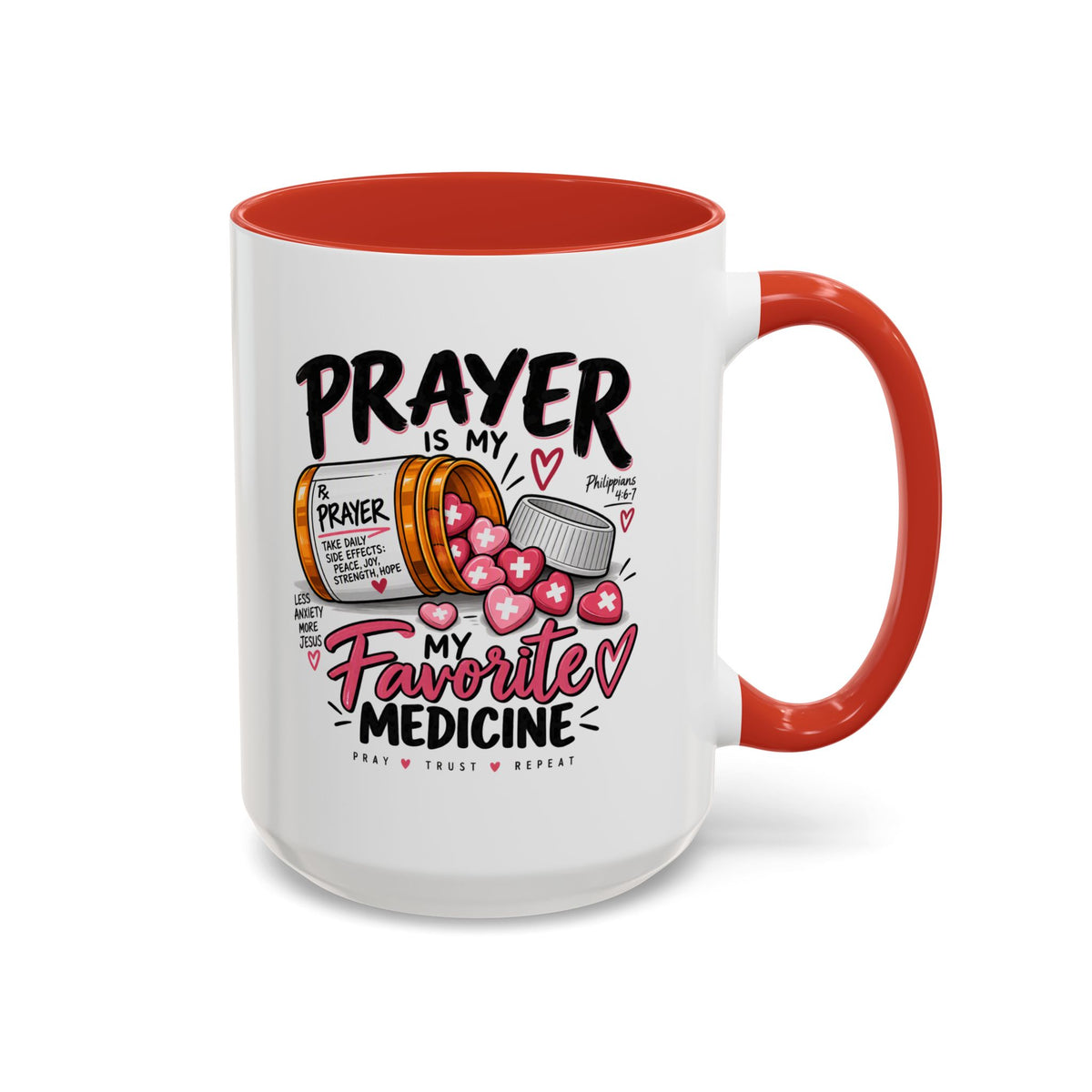 Prayer Is My Favorite Medicine Accent Coffee Mug – Inspirational Religious Gift