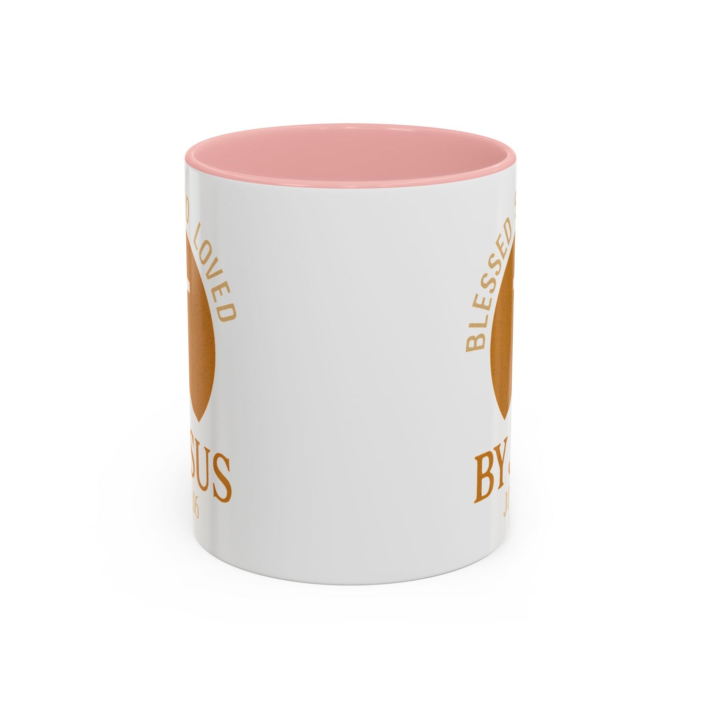 Inspirational Accent Coffee Mug - Blessed, Saved, Loved by Him | John 3:16