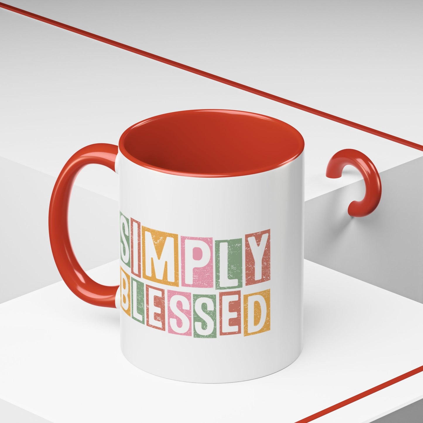 Christian Ceramic Mug- Simply Blessed Accent Coffee Mug (11, 15oz)