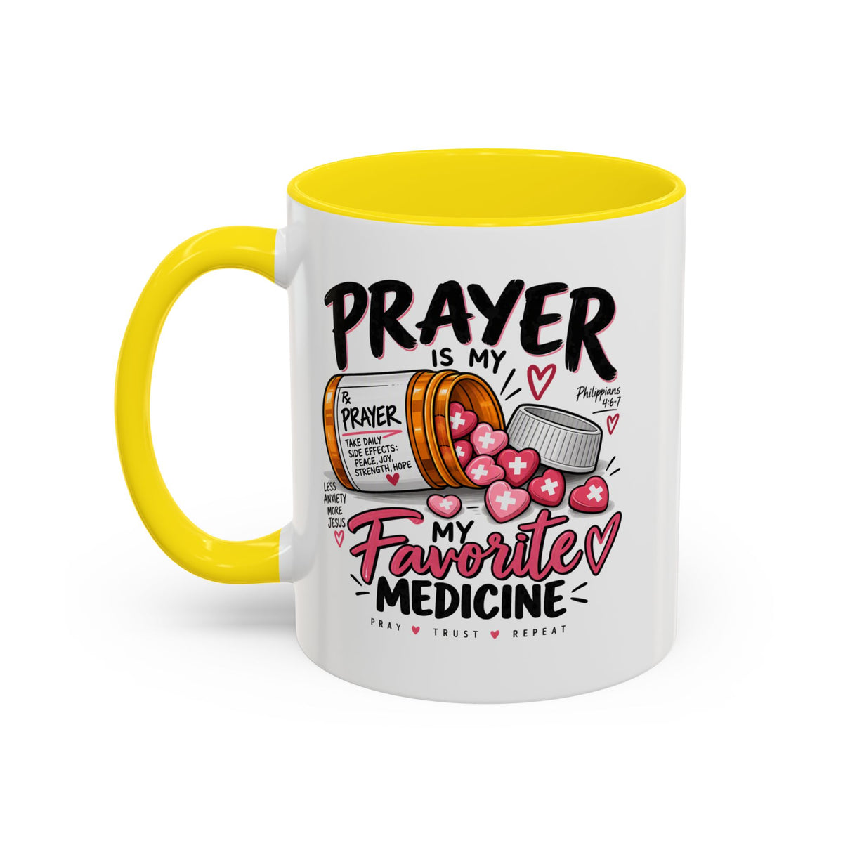 Prayer Is My Favorite Medicine Accent Coffee Mug – Inspirational Religious Gift