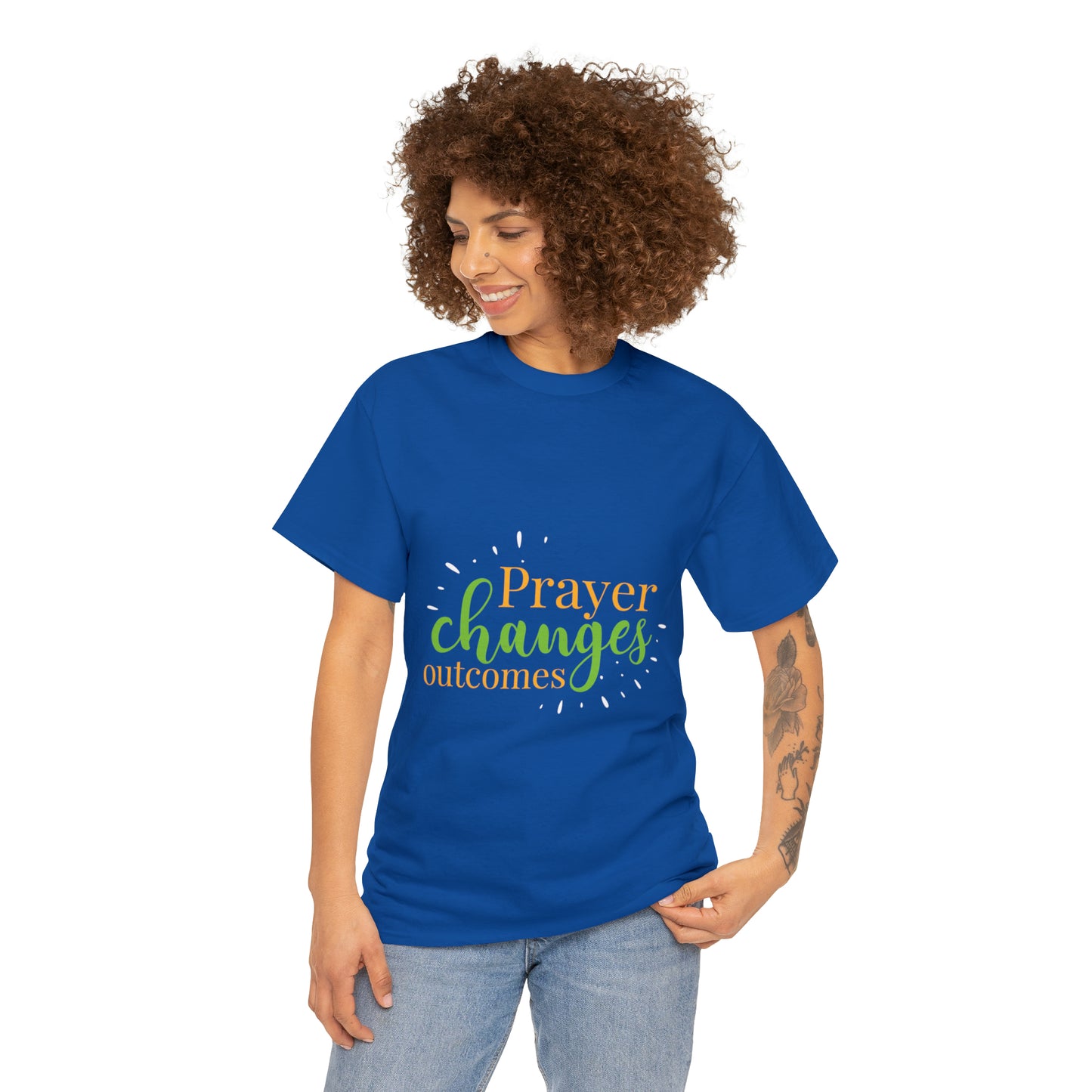 Prayer Changes Outcomes Unisex Heavy Cotton Tee