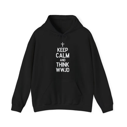 Keep Calm And Think What Would He Do (wwjd)Unisex Christian Hooded Pullover Sweatshirt