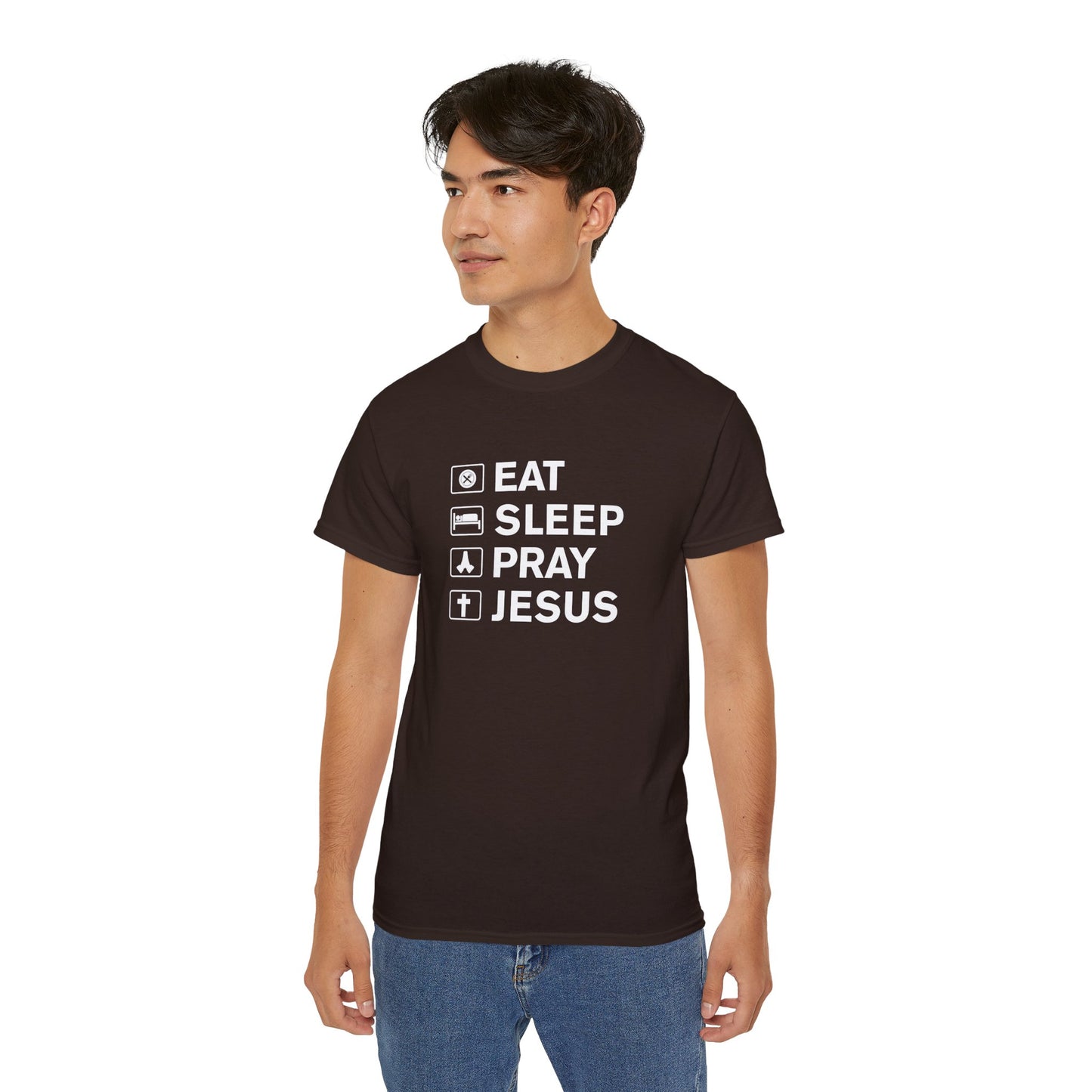 Eat Sleep Pray Jesus Unisex Christian Ultra Cotton Tee Printify