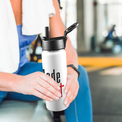 Made For More Insulated Christian Water Bottle with Straw Lid (18oz) - ClaimedbyGodDesigns