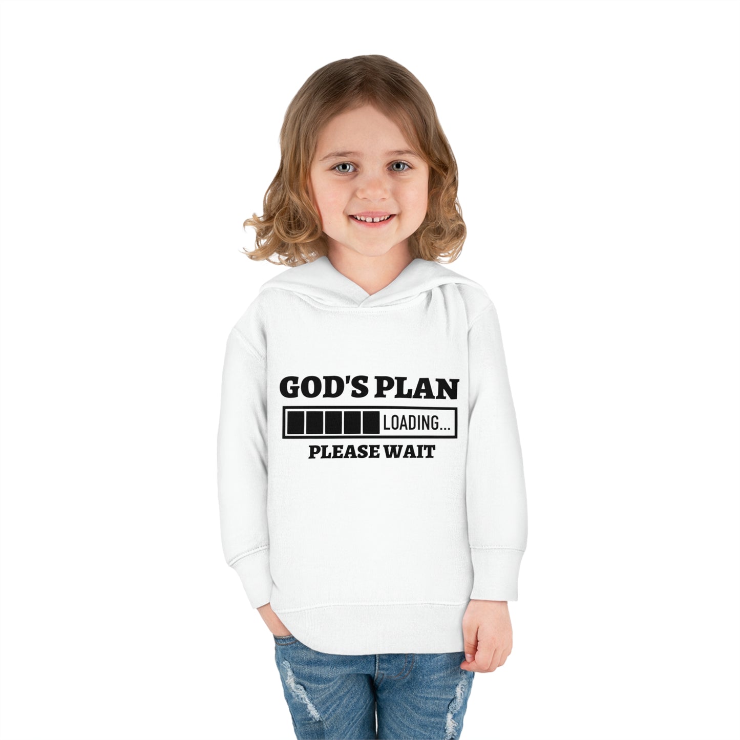 God's Plan Loading Please Wait Toddler Pullover Fleece Hooded Sweatshirt