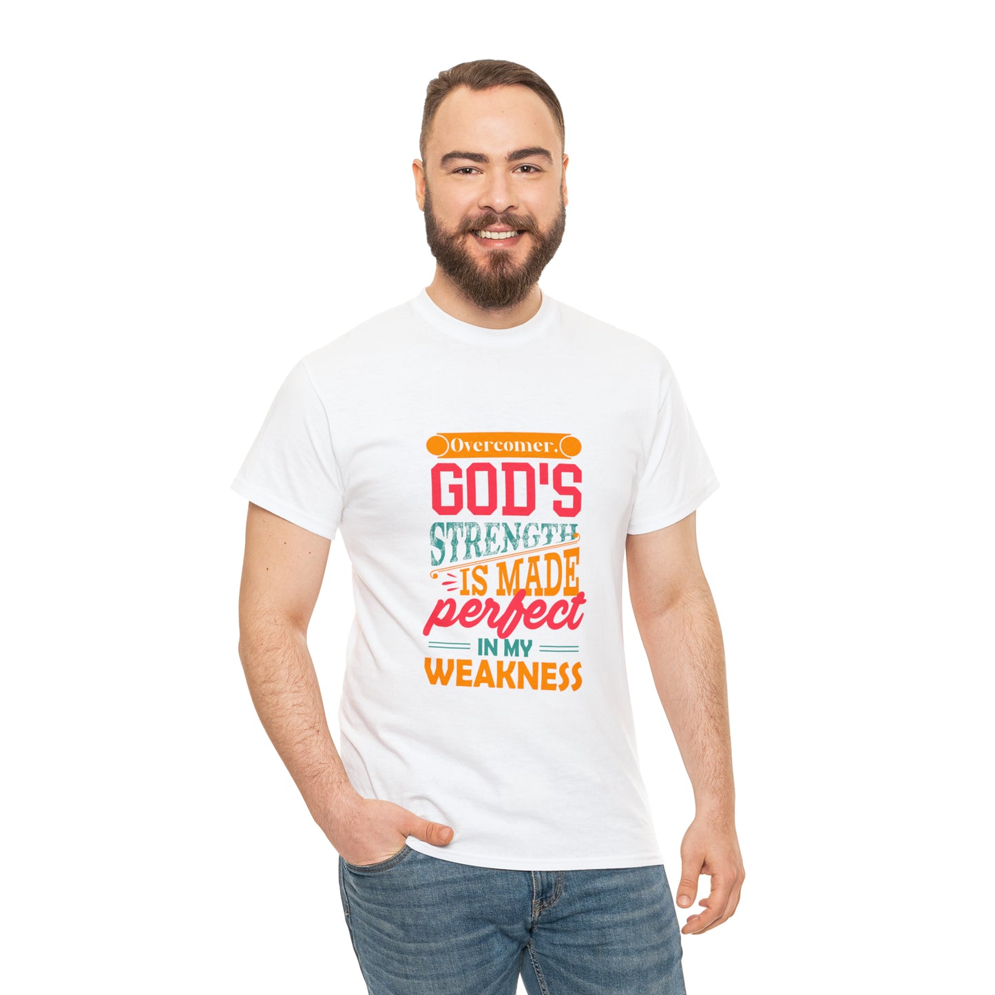 Overcomer God's Strength Is Made Perfect In My Weakness Unisex Heavy Cotton Tee