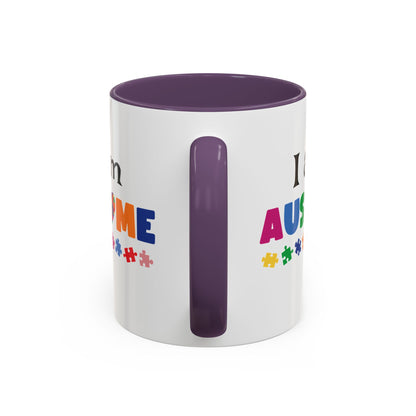 Inspirational Autism Coffee Mug - I am AUSome - 11oz/15oz Accent Mug