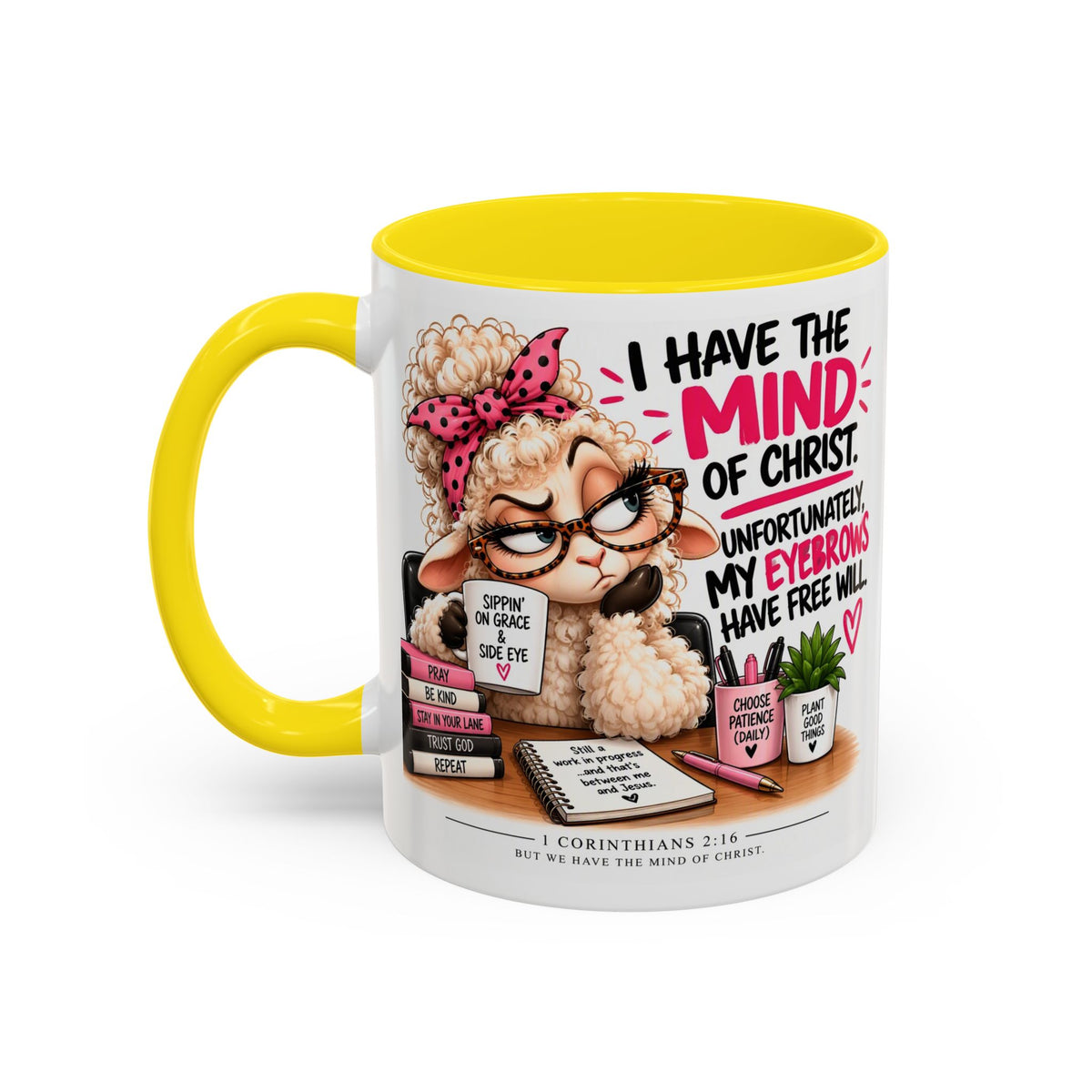 Christian Coffee Mug – "I Have the Mind of Christ" Funny Sheep Design (11/15 oz)