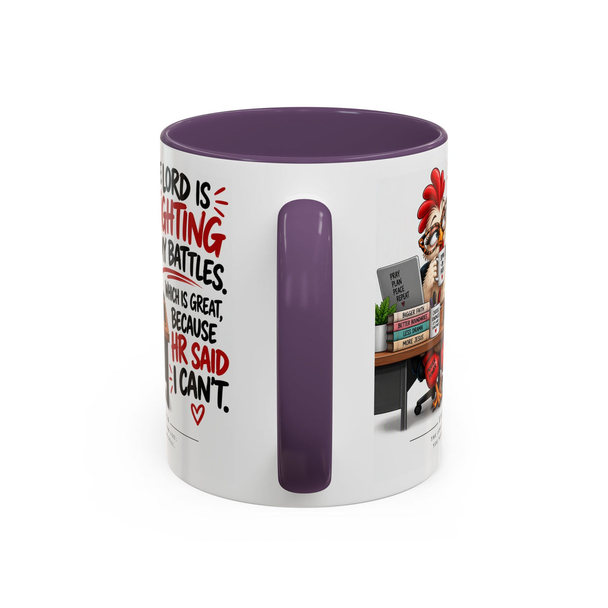 Inspirational Accent Coffee Mug — “The Lord Is Fighting My Battles” Faith Quote (11/15oz)